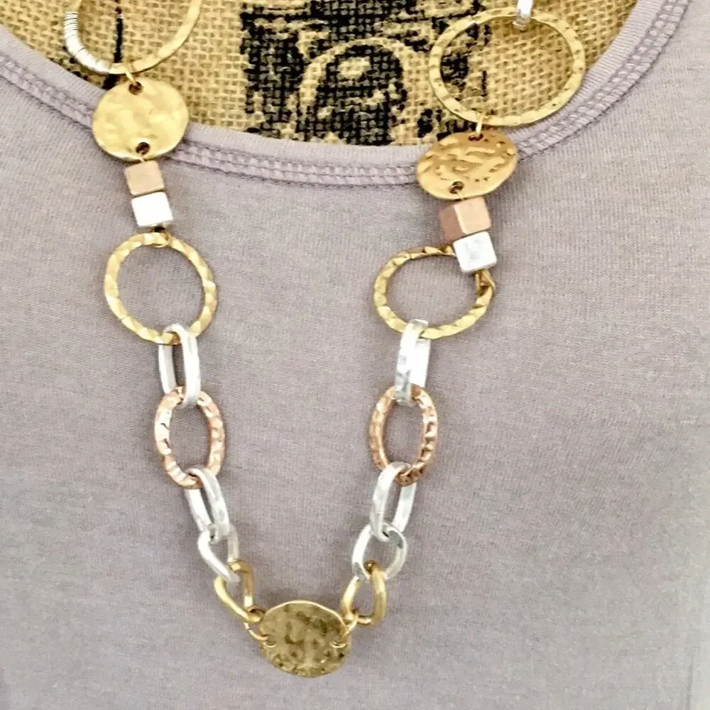 Golden Silver long necklace  new